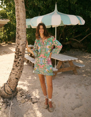 Carmen Linen Short Dress-Multi Bloom Tapestry / Boden Online