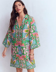 Carmen Linen Short Dress-Multi Bloom Tapestry / Boden Online