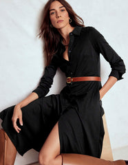 Marcia Jersey Shirt Dress-Black / Boden Sale