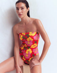Paros Bandeau Swimsuit-Red, Radiant Bloom / Boden On sale