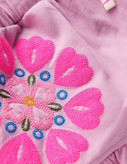 Embroidered Jersey Shorts-Pink Punch Embroidery / Boden On sale