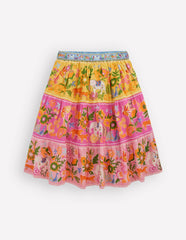Midi Tiered Skirt-Multi Tropical Animals / Boden us