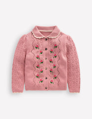 Collared Pointelle Cardigan-Vintage Pink / Boden Sale