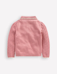 Collared Pointelle Cardigan-Vintage Pink / Boden Sale