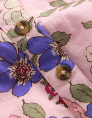 Girls Button Down Romper-Mid Pink Floral / Boden On sale