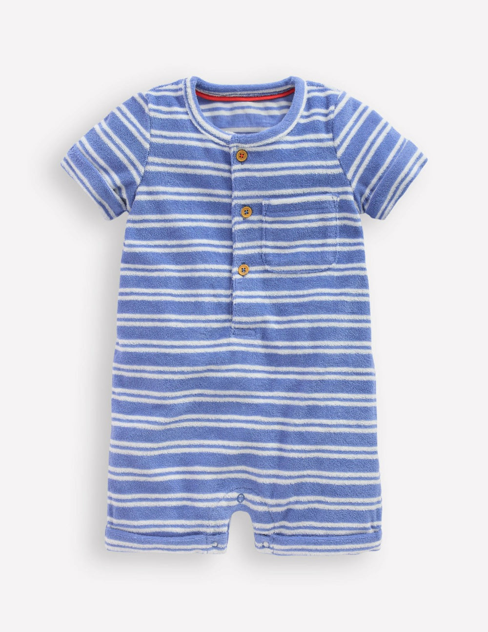Short Sleeve Towelling Romper-Blue Stripe / Boden us