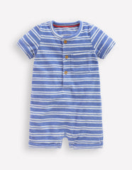 Short Sleeve Towelling Romper-Blue Stripe / Boden us