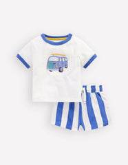 Logo Jersey Play Set-Blue Camper Van Stripe / Boden Online