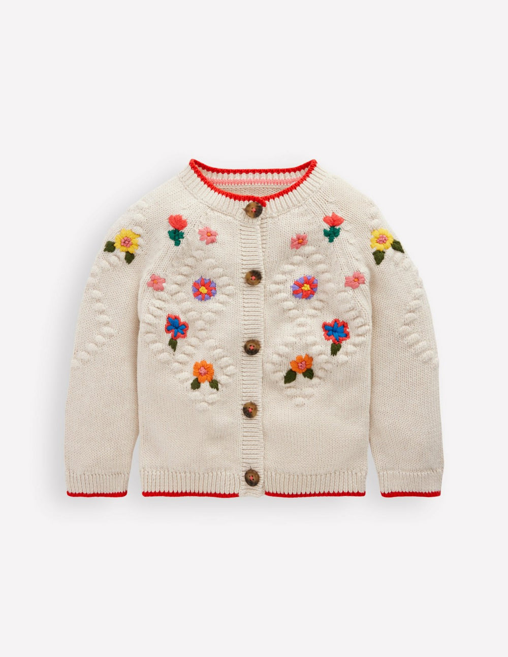 Cotton Embroidered Cardigan-Ecru Flowers / Boden