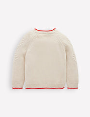 Cotton Embroidered Cardigan-Ecru Flowers / Boden