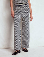 Jacquard Knitted Trousers-Geo Navy and Ivory Jacquard / Boden Outlet