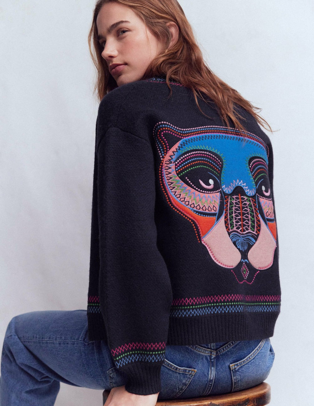 Abi Jacquard Cardigan-Navy, Tiger / Boden Discount