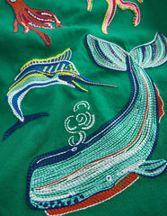 Glow Superstitch T-shirt-Jewel Green Sea Creatures / Boden Outlet