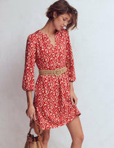 Cathy Notch Neck Jersey Dress-Merida Red, Ikat / Boden us