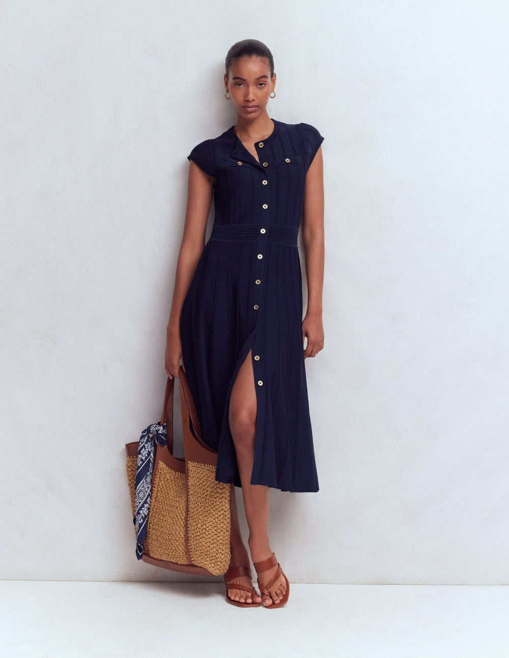 Cap Sleeve Knitted Dress-Navy / Boden