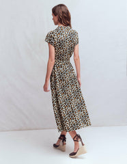 Marcia Jersey Shirt Dress-Almond Milk, Cheetah Pop / Boden Sale