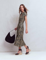 Marcia Jersey Shirt Dress-Almond Milk, Cheetah Pop / Boden Sale