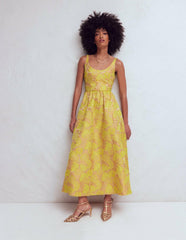 Scoop Neck Jacquard Dress-Yellow Jacquard / Boden On sale