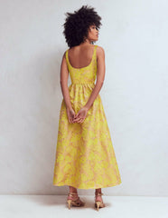 Scoop Neck Jacquard Dress-Yellow Jacquard / Boden On sale