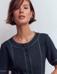 Callie Linen Short Dress-Navy / Boden us