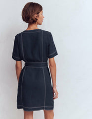 Callie Linen Short Dress-Navy / Boden us