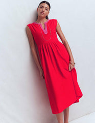 May Jersey Midi Dress-Poppy Red / Boden Online