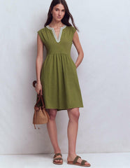 May Jersey Short Dress-Olive / Boden Outlet