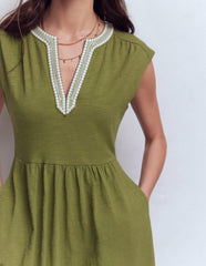 May Jersey Short Dress-Olive / Boden Outlet