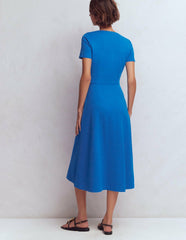 Una Ruched Front Ponte Dress-Kingfisher Blue / Boden Online