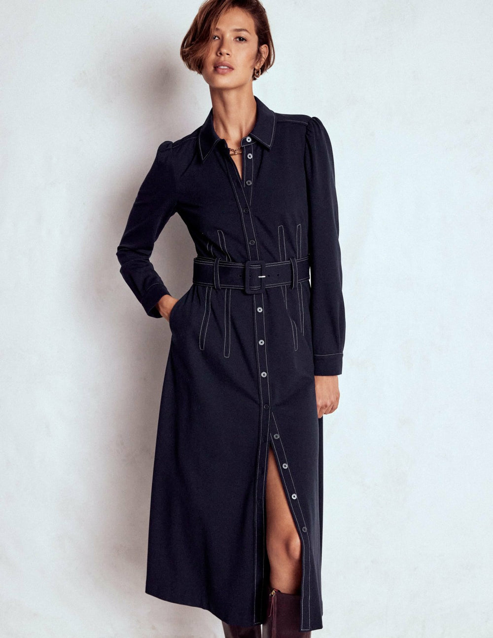 Anita Long Sleeve Shirt Dress-Navy / Boden Discount
