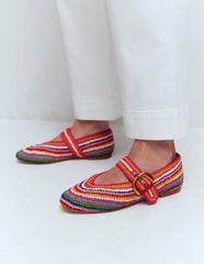 Kylie Flat Buckle Mary Janes-Multi Raffia / Boden On sale