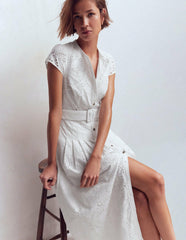 Arabella Cotton Maxi Dress-White Broderie / Boden Discount