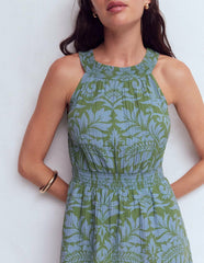 Daphne Double Cloth Dress-Green Ornamental Foliage / Boden Sale