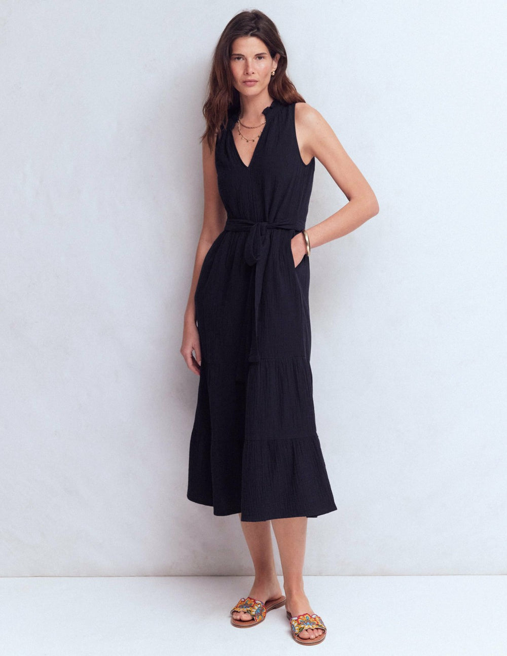 Viv Double Cloth Maxi Dress-Navy / Boden us