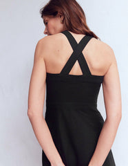 Cross-back Linen Blend Dress-Black / Boden Outlet