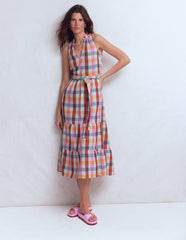 Viv Double Cloth Maxi Dress-Multi Check / Boden Outlet