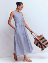 Sleeveless Poplin Dress-Surf the Web Stripe / Boden On sale