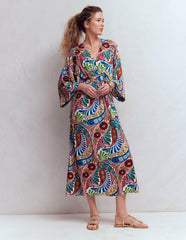 Nell Kimono Midi Jersey Dress-Multi, Enchanted Paisley / Boden