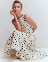 Annet Linen Blend Midi Dress-Ivory Painted Dot Spaced / Boden Sale