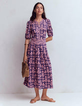 Amber Pleat Jersey Midi Dress-Calla Lilly, Blossom Grove / Boden Online