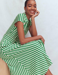 Marcia Jersey Shirt Dress-Green and Ivory Stripe / Boden Online