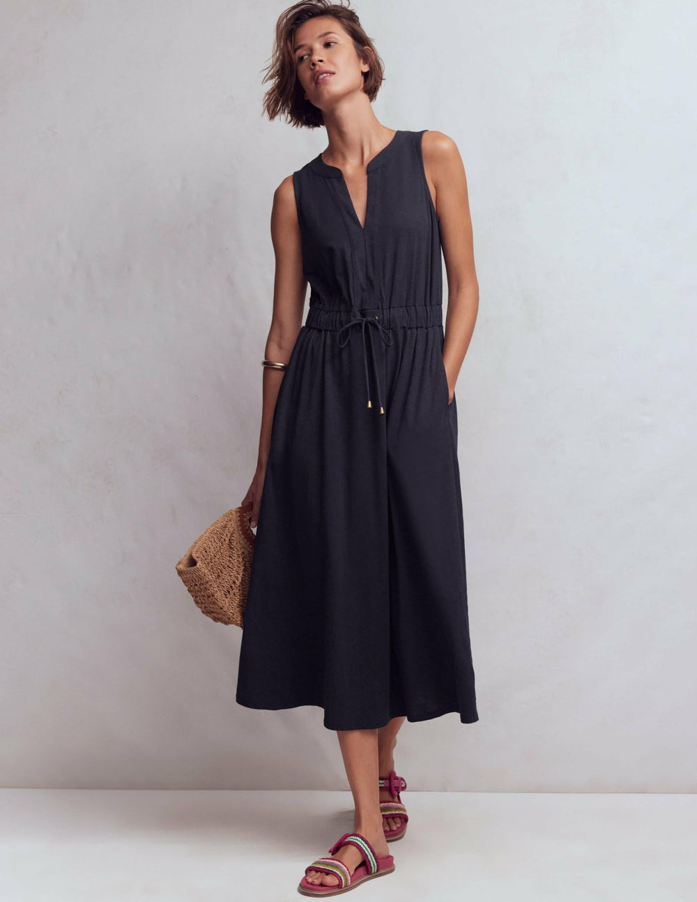 Delphine Midi Sleeveless Dress-Navy / Boden Outlet
