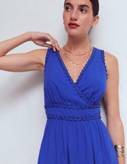 Lorna Trim Double Cloth Dress-Bright Blue / Boden On sale