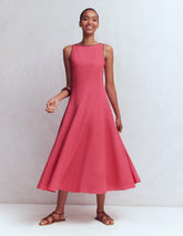 Annet Linen Blend Midi Dress-Cherry Blush / Boden Online