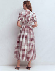 Ivy Placket Cotton Midi Dress-Gingham / Boden Discount