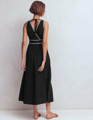 Lorna Trim Double Cloth Dress-Black Ivory / Boden