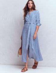 Mollie Linen Shirt Dress-Chambray / Boden Discount