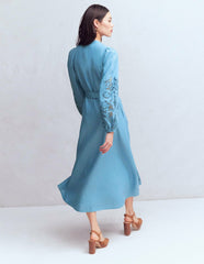 Mae Linen Blend Shirt Dress-Blue Heaven / Boden us