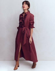 Pleated Ruffle Shirt Dress-Deep Wisteria / Boden Online