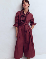 Pleated Ruffle Shirt Dress-Deep Wisteria / Boden Online